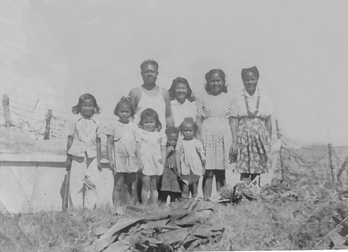 Laverne (far left) and her family in 1942