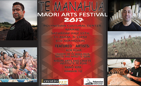 The Polynesian Cultural Center's 2017 Te Manahua Festival poster