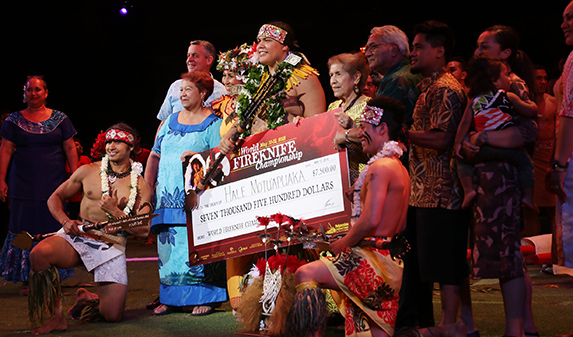 2018 Polynesian Cultural Center World Fireknife Championship winners and sponsors