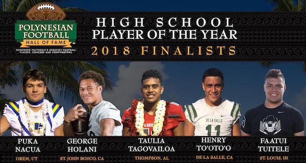photo of the five finalists for the Polynesian Football Hall of Fame for 2018.