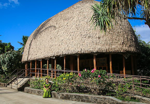  Samoan Village chief's house at the Polynesian Cultural Center. One of the cultural exhibits. 