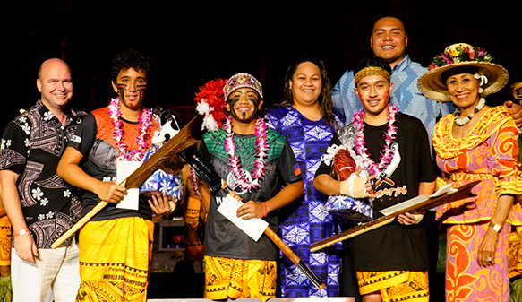 Mose Lilo, Haukea Moua and Mamalu Lilo at the Polynesian Cultural Center