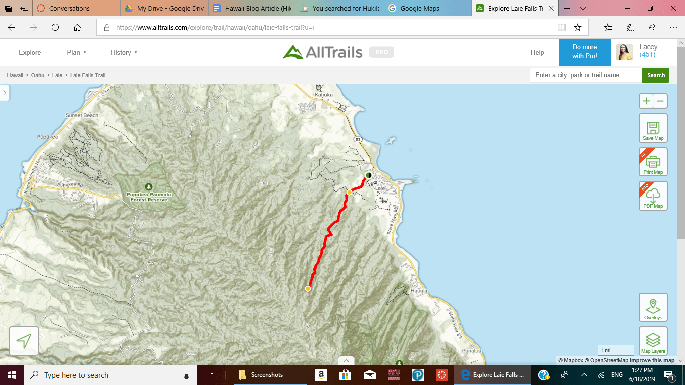 Laie Falls Map - Polynesia.com 