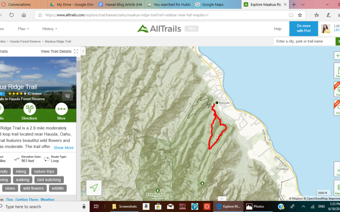 Ma'akua Ridge Trail Papali Trail map - polynesia.com | blog