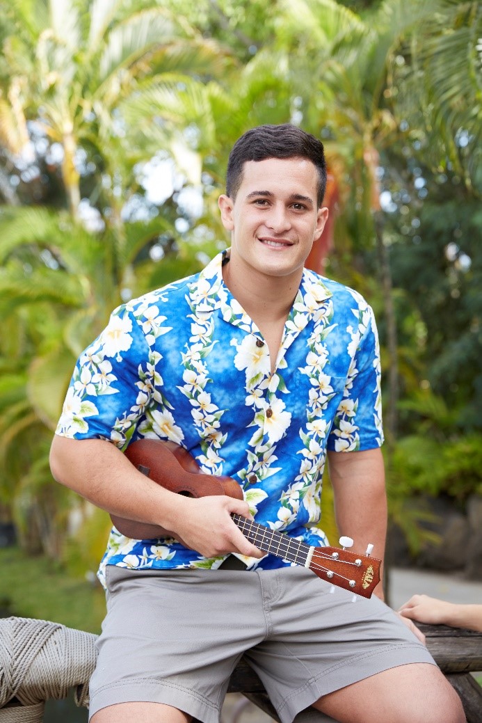 Man dressed in aloha shirt