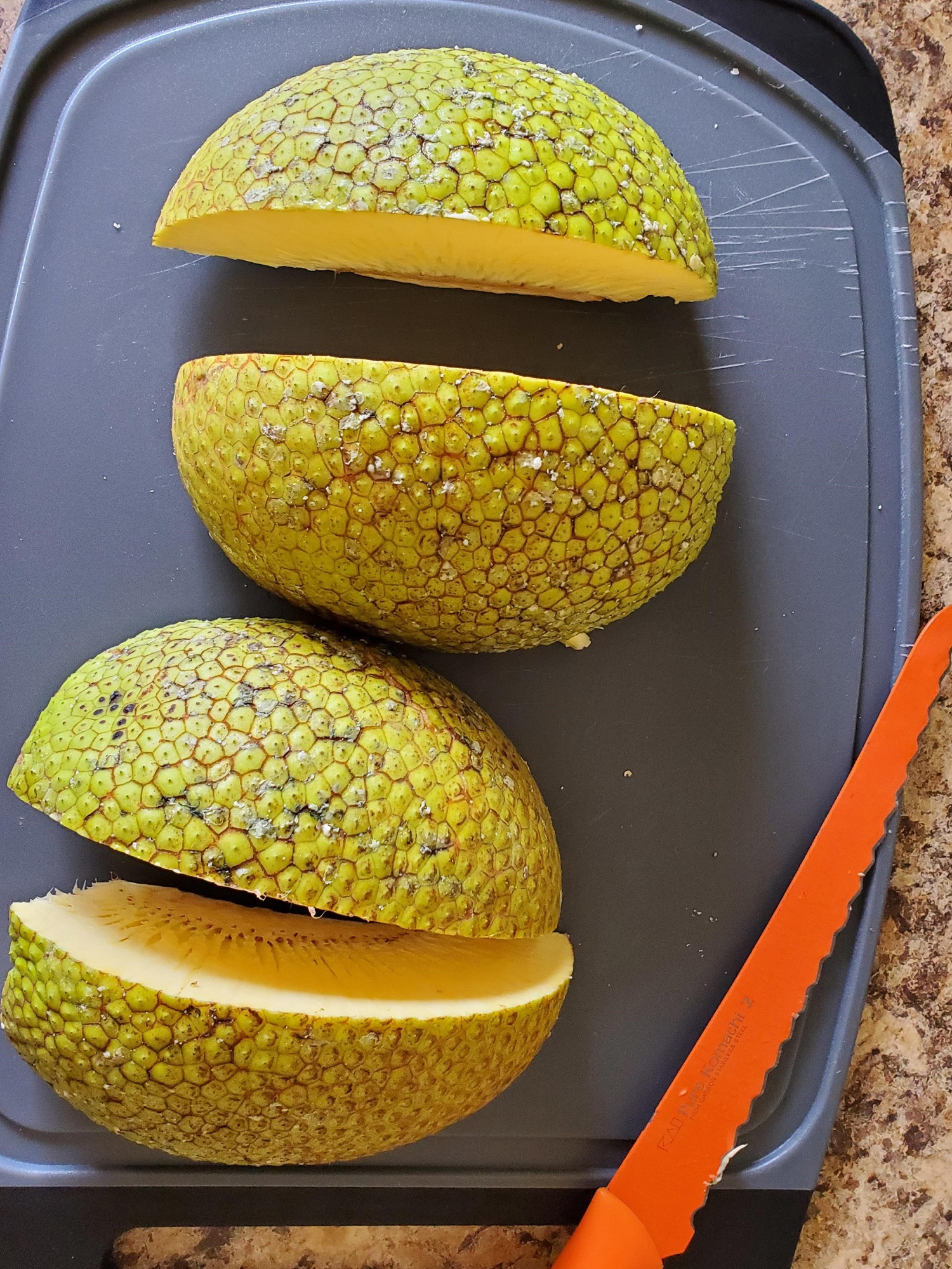 photo of a quartered ulu fruit