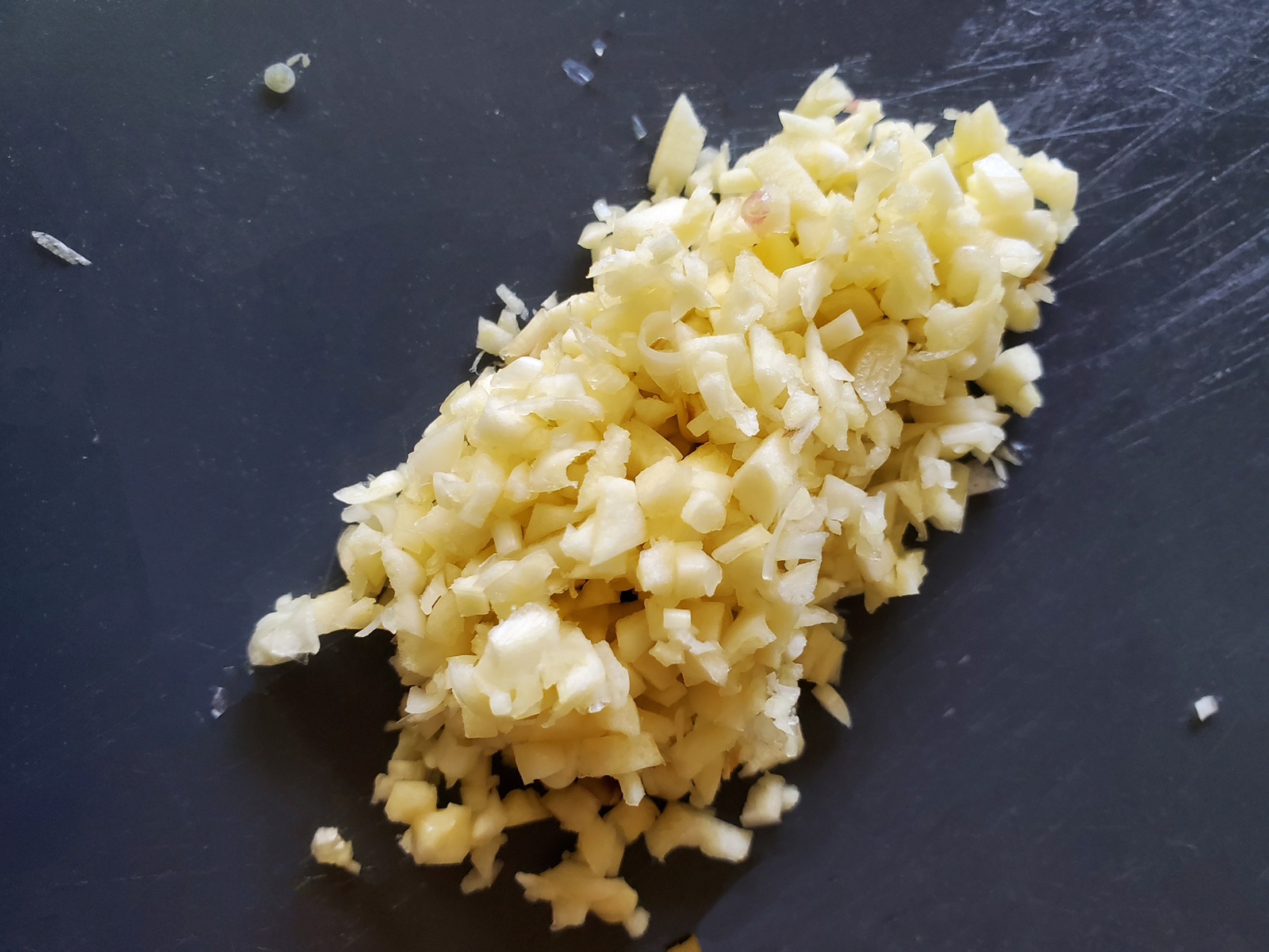 photograph of fresh minced garlic