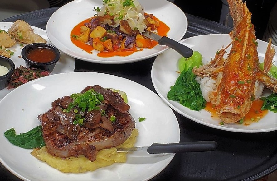 photo of four main dishes from the menu of Pounder Restaurant