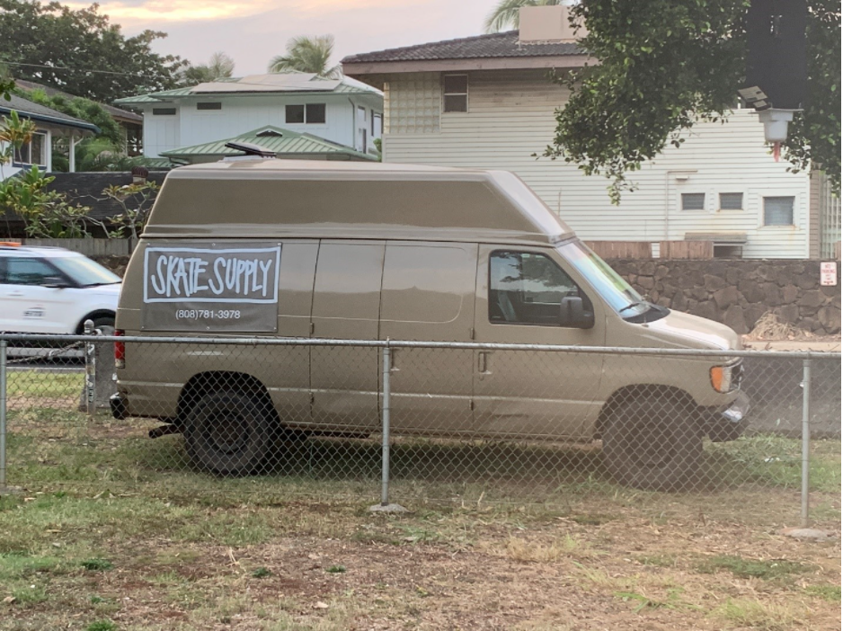 A local skate enthusiast runs a skate supply mobile van for the local skaters