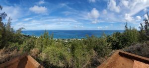 A beautiful panoramic view of Ehukai Pillbox on Oʻahu, North Shore. 