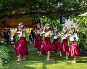 photo of young hula dancers from the 2019 Moanikeala Hula Festival