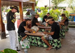 Hawaiian poi making and sampling at the Moanikeala Hula Festival.