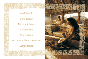 Merry Christmas greeting card in various Polynesian island languages