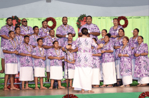 image of Sa'ilele Catholic Church choir in American Samoa during New Year's celebration