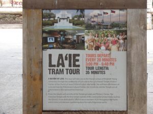 Lāʻie Shuttle Tour sign
