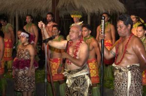 Samoan talking chief at presentation