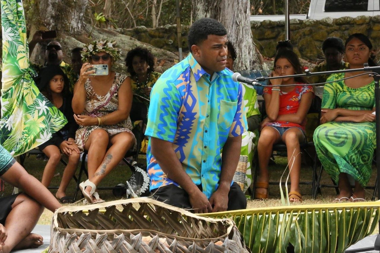 Fijian man at a food ceremony in the Fiji Village 
