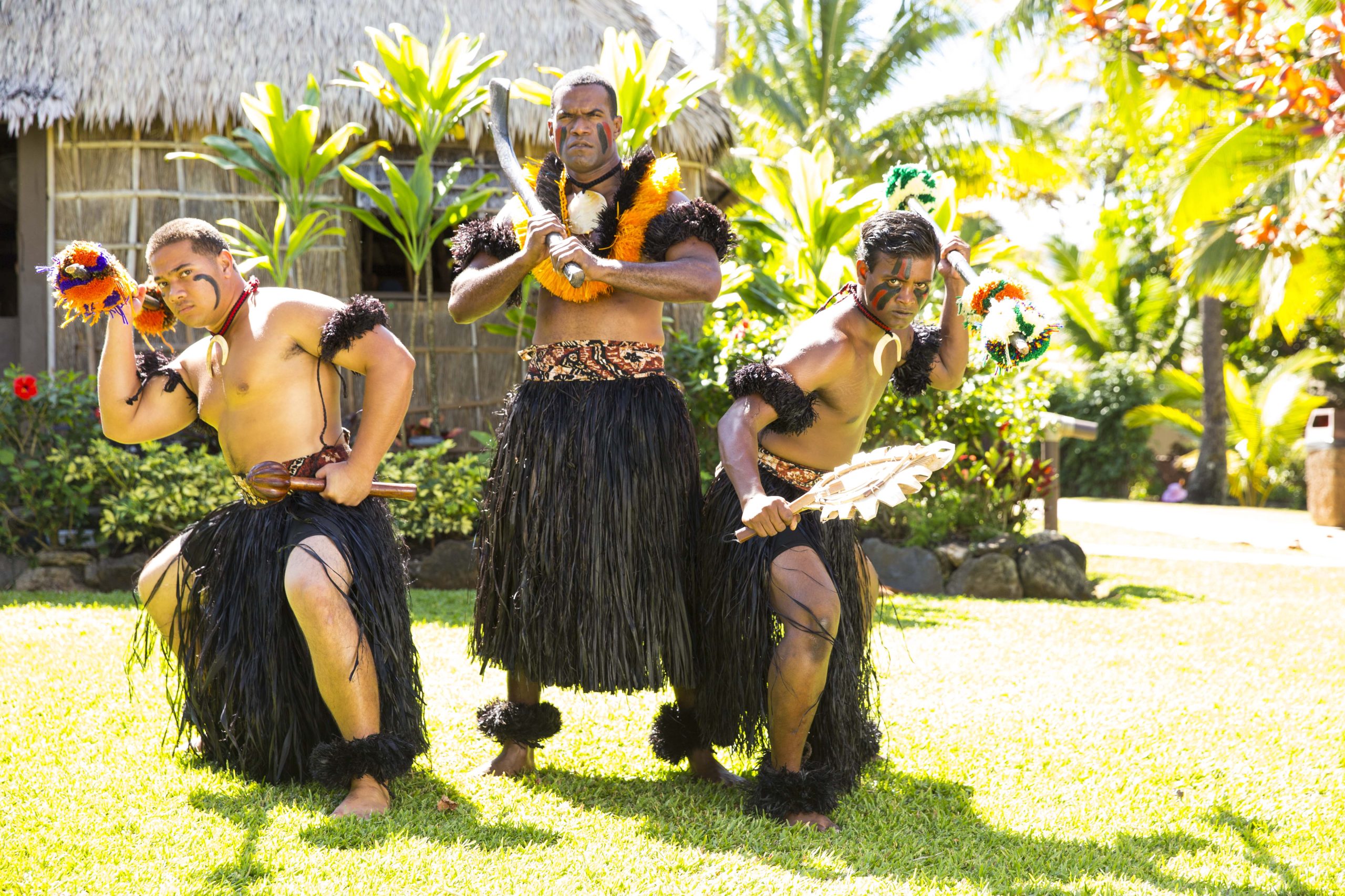 Three warriors in the Fiji Village
