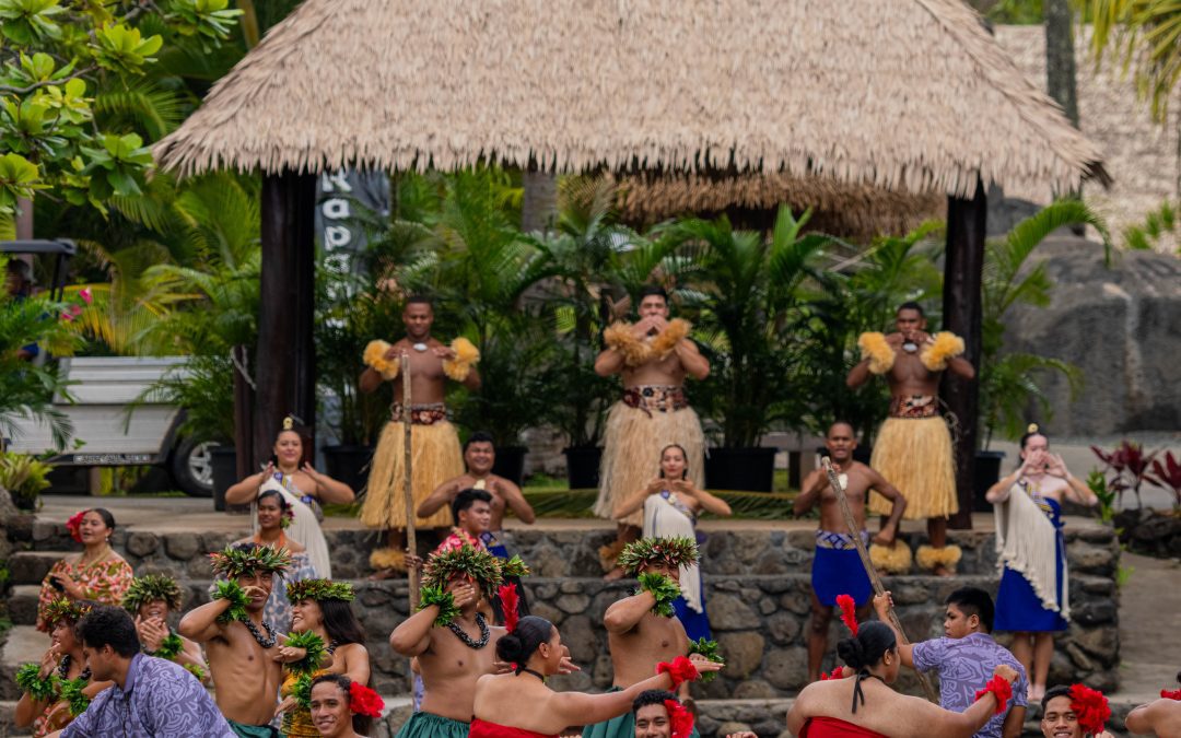 All the Polynesian groups come together and dance at the finale of the show.