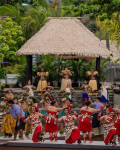 All the Polynesian groups come together and dance at the finale of the show.