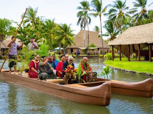 Ratu Naiqama Lalabalavu and his delegation being lead to the Fiji Village