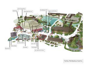 Map of the Hukilau Marketplace with all eateries marked