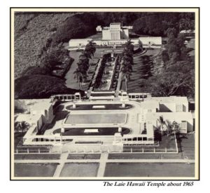 Aerial shot of La'ie Hawai'i Temple, 1965