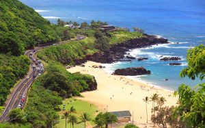 Waimea Bay’s stunning coastline.